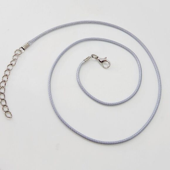 1.5 mm Blue Gray Leather Cord Rope Lobster Clasp Necklace Chain - Picture 2 of 3